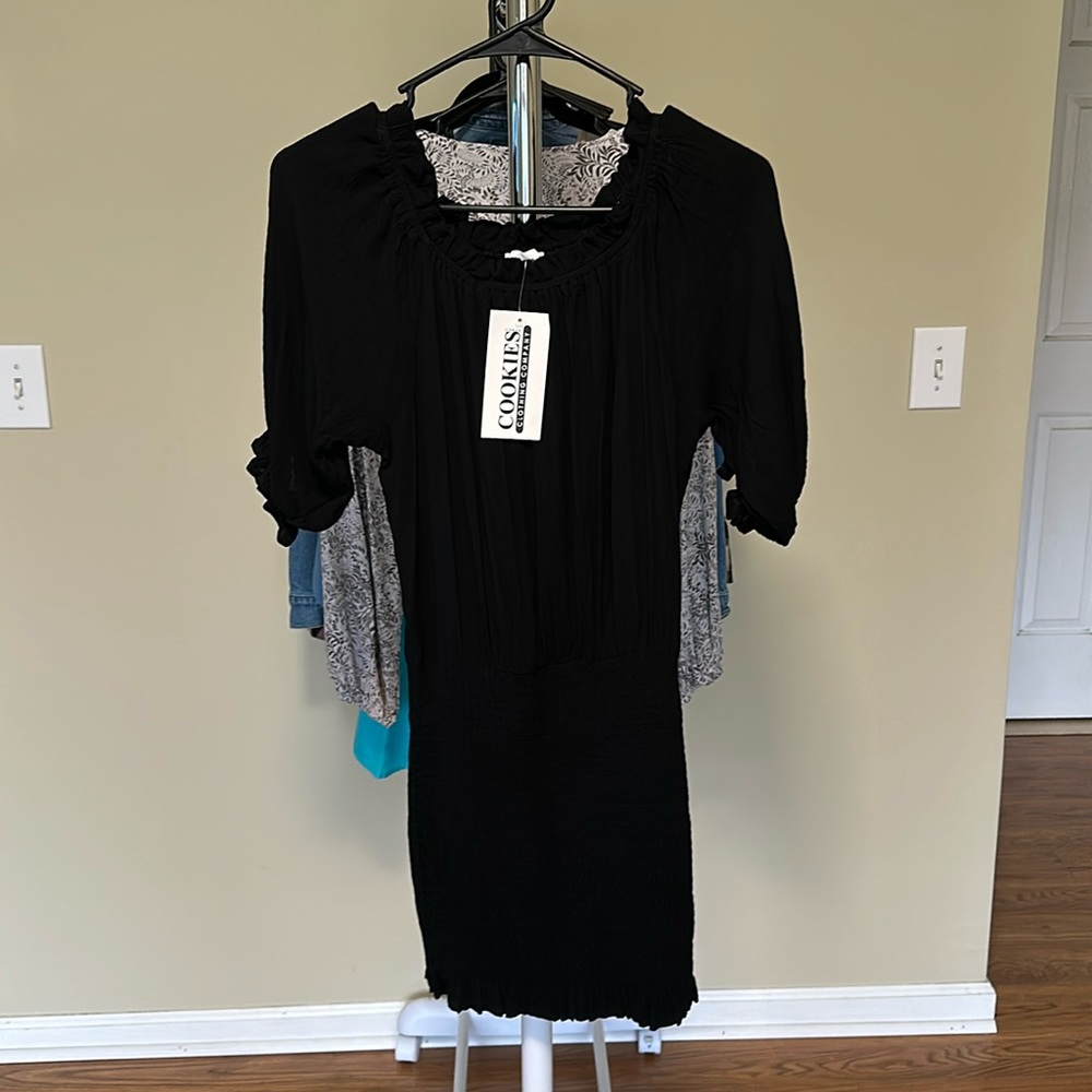 Off the shoulder black dress